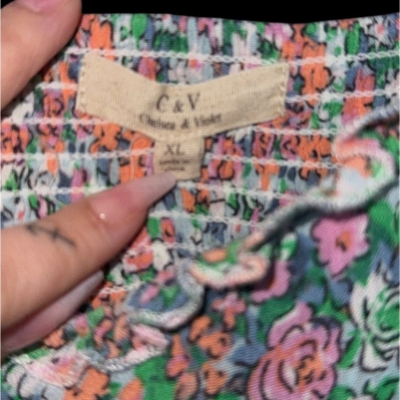 C&V Chelsea & Violet Boho Floral Midi Ruffle Dress W/Cut-Out Back - Picture 5 of 6